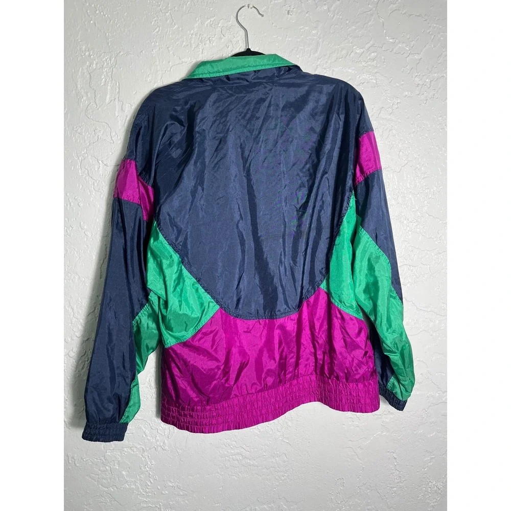 Vintage Adidas Windbreaker Jacket 90s Color Block Trefoil Navy Purple Green M/L